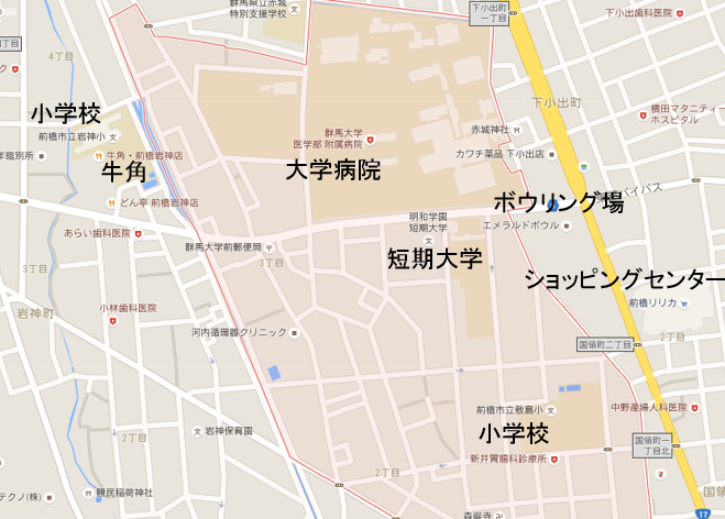 昭和町の地図