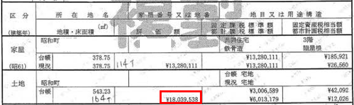 固定資産税評価額明細